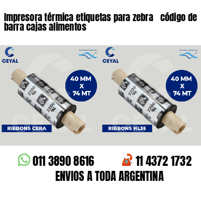 Impresora térmica etiquetas para zebra  código de barra cajas alimentos